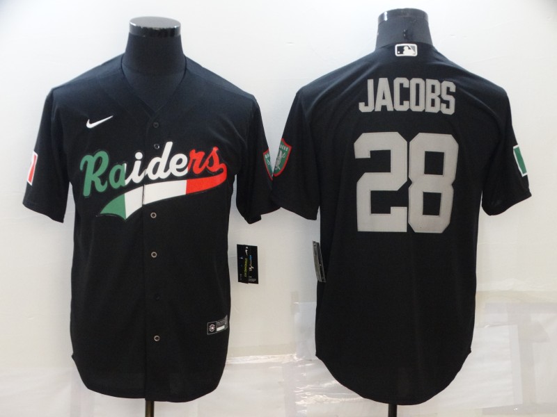 Men's Las Vegas Raiders #28 Josh Jacobs Black Mexico Stitched Jersey